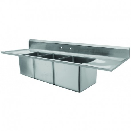 Marine Edge Drop-In Wall Mount Three Compartment Sink