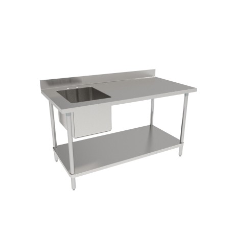 Stainless Steel Prep Tables with Left Sink Bowl