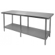 Commercial Work Table - Stainless Steel Top, Galvanized Undershelf 72" and Up