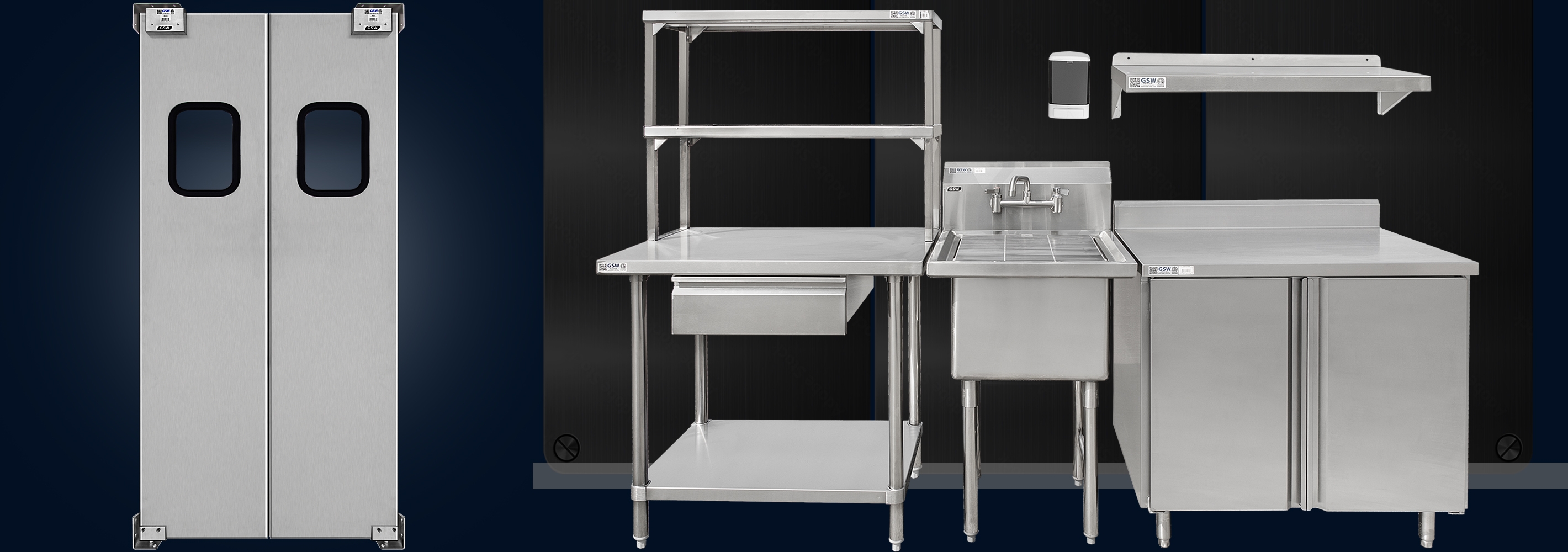 GSW Stainless Steel Work Tables, Equipment Stands